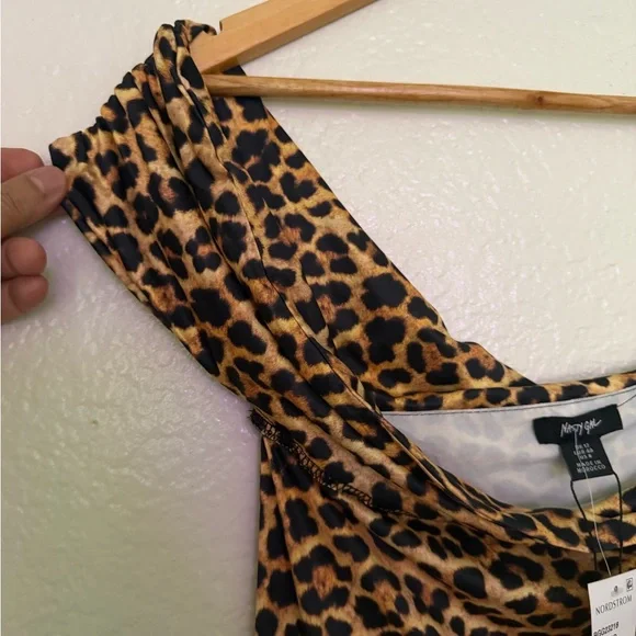 Nasty Gal Womens Twisted Asymmetrical Mini Dress - Leopard - Picture 4 of 14